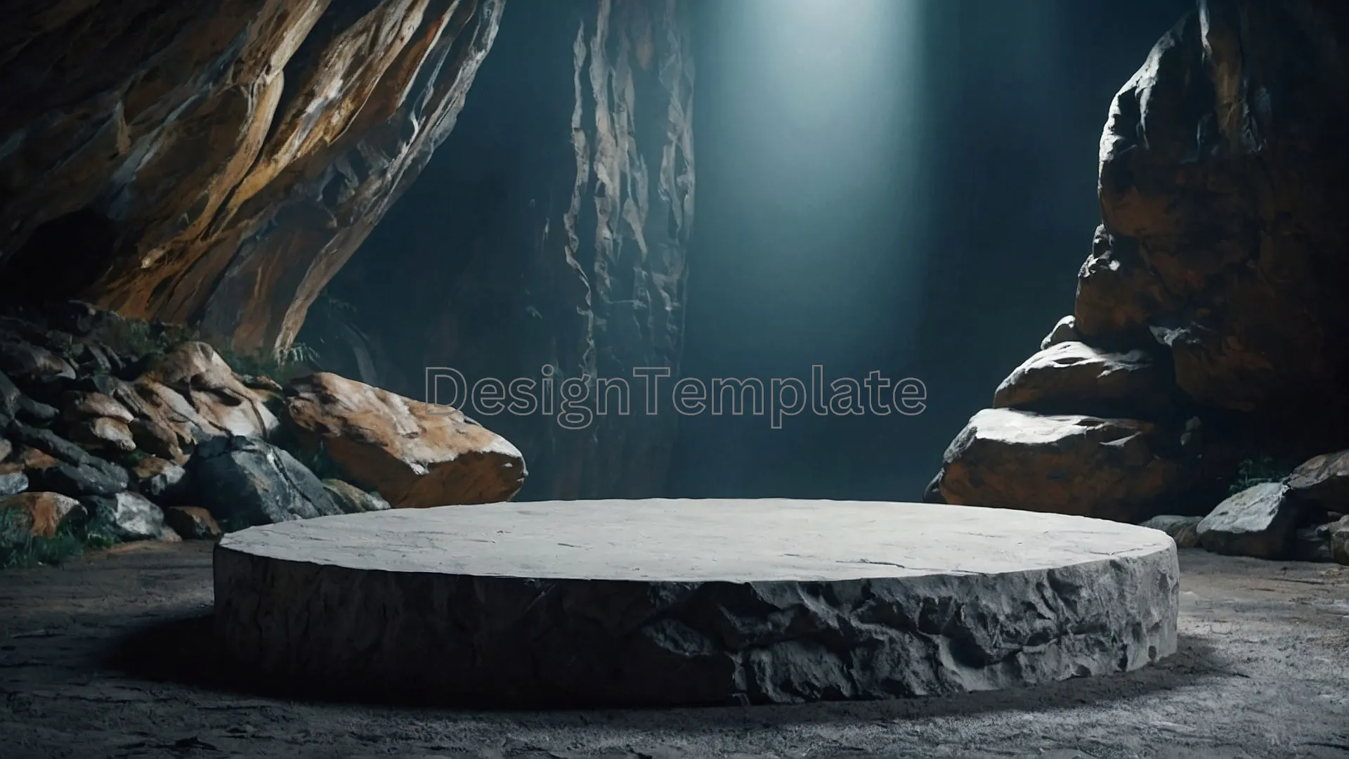 High-Resolution PNG of Circle Podium in Mountain Cave Stone Theme image
